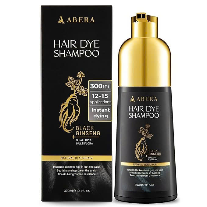 ABERA Hair Dye Shampoo, Black Hair Color for Gray Hair Coverage for Women and Men, 3 in 1 Formula for Healthy Hair