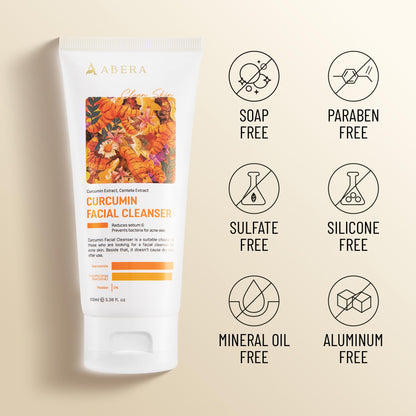 Abera Turmeric Face Wash for Acne-Prone & Sensitive Skin – 4-in-1 Curcumin Cleanser with Niacinamide, BHA & Centella – Gentle pH Balanced, Non-Comedogenic, Sulfate Free Facial Cleanser (3 BOXES)