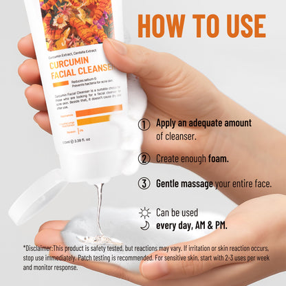 Abera Turmeric Face Wash for Acne-Prone & Sensitive Skin – 4-in-1 Curcumin Cleanser with Niacinamide, BHA & Centella – Gentle pH Balanced, Non-Comedogenic, Sulfate Free Facial Cleanser (3 BOXES)