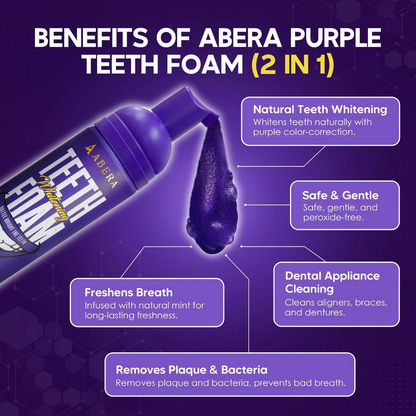 Abera Purple Teeth Whitening Foam | Instant Whitening & Colour Corrector  (5.07 Fl Oz)