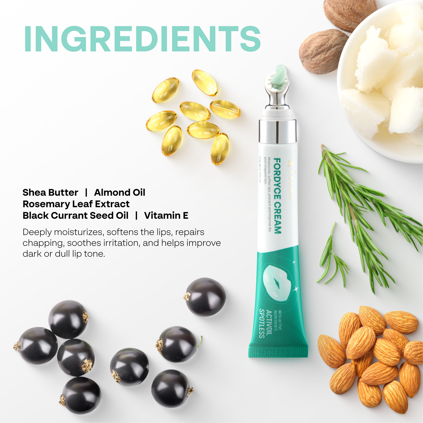 Abera Fordyce Cream For Lips – Hydrating & Healing Formula with Activoil Spotless