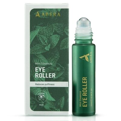 Abera Eye Roller Serum with Mint Essence, Vitamin C and Peptides - Energizing Serum for Dark Circles and Puffiness, Fine Lines, Wrinkles, 0.34 fl oz -CS